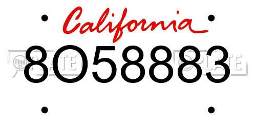 8O58883 California License Plate