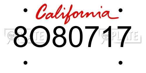 8O80717 California License Plate
