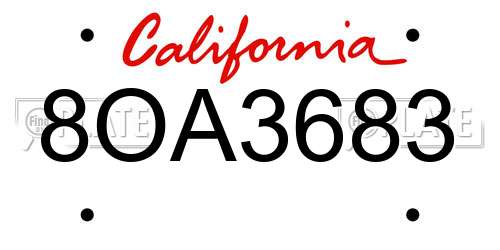 8OA3683 California License Plate
