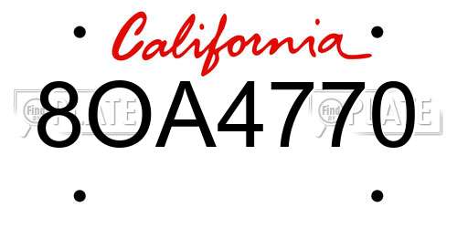 8OA4770 California License Plate