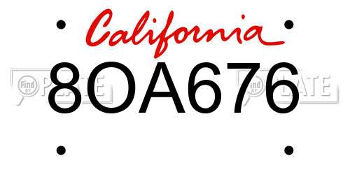8OA676 California License Plate