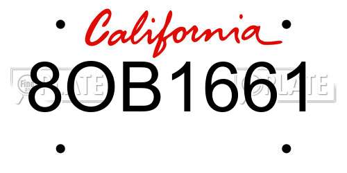 8OB1661 California License Plate