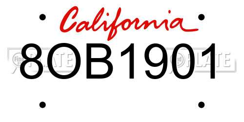 8OB1901 California License Plate