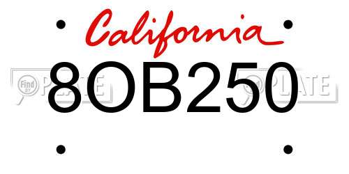 8OB250 California License Plate