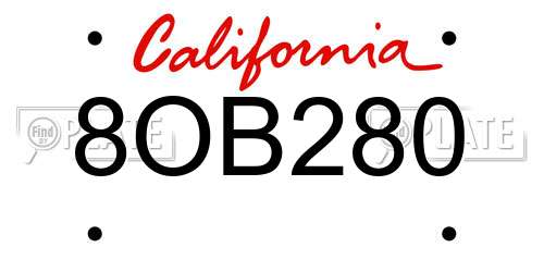 8OB280 California License Plate