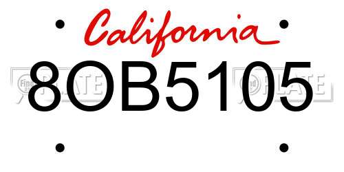 8OB5105 California License Plate