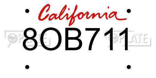 8OB711 California License Plate