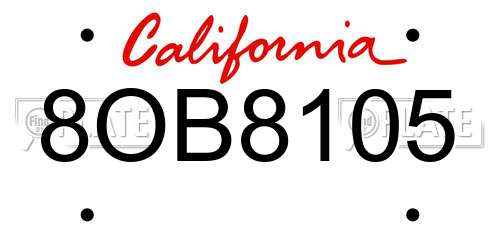 8OB8105 California License Plate
