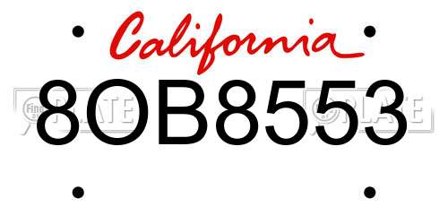 8OB8553 California License Plate