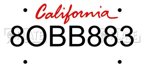 8OBB883 California License Plate