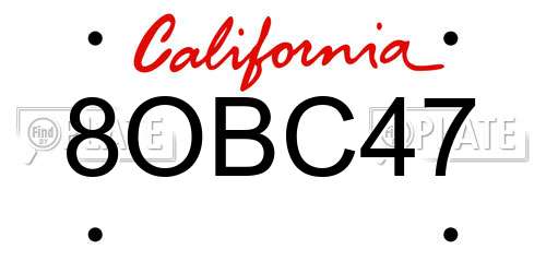 8OBC47 California License Plate