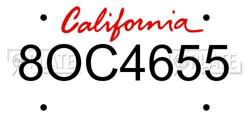 8OC4655 California License Plate