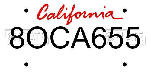 8OCA655 California License Plate
