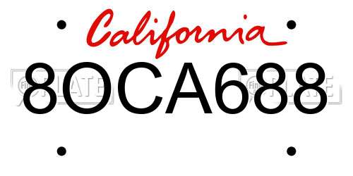 8OCA688 California License Plate