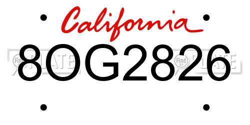 8OG2826 California License Plate