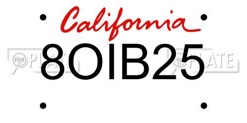 8OIB25 California License Plate