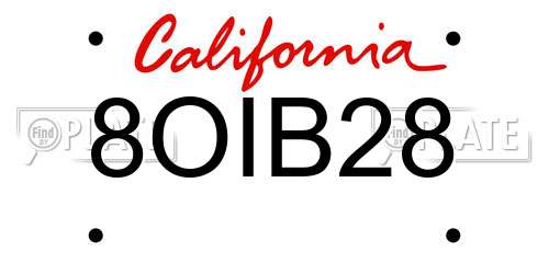 8OIB28 California License Plate