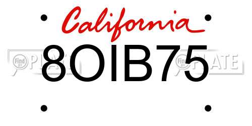 8OIB75 California License Plate