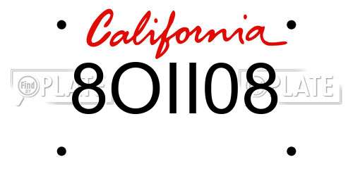 8OII08 California License Plate