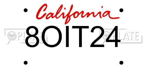 8OIT24 California License Plate