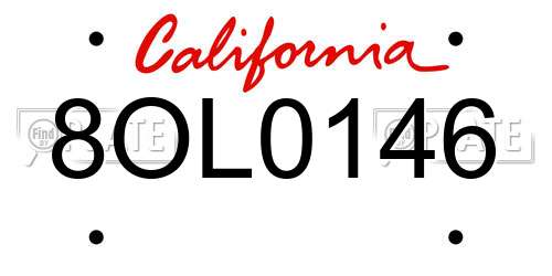 8OL0146 California License Plate