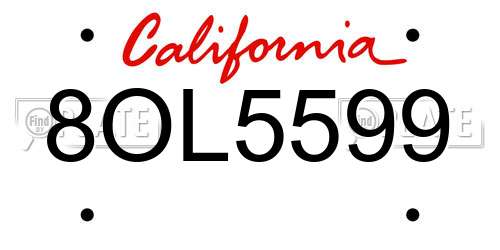 8OL5599 California License Plate