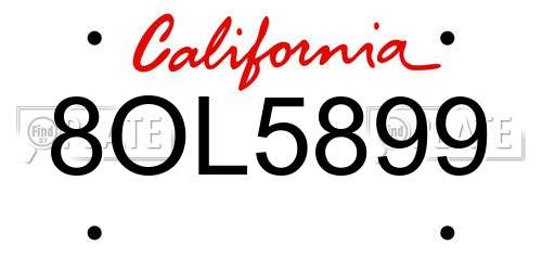 8OL5899 California License Plate