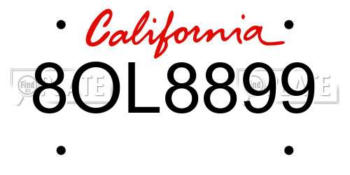 8OL8899 California License Plate