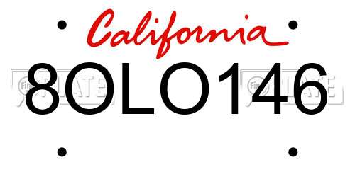 8OLO146 California License Plate