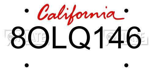 8OLQ146 California License Plate