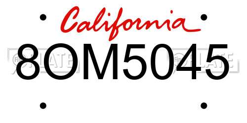 8OM5045 California License Plate