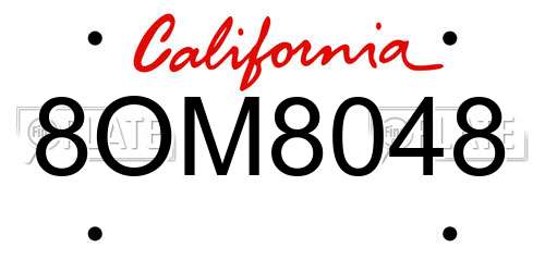 8OM8048 California License Plate