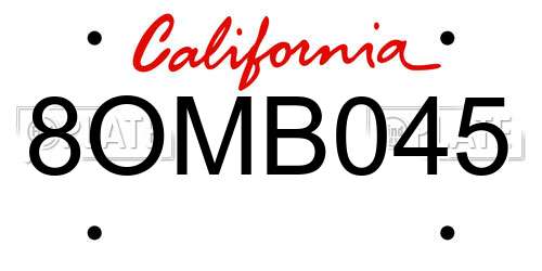 8OMB045 California License Plate