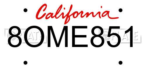 8OME851 California License Plate