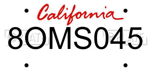 8OMS045 California License Plate