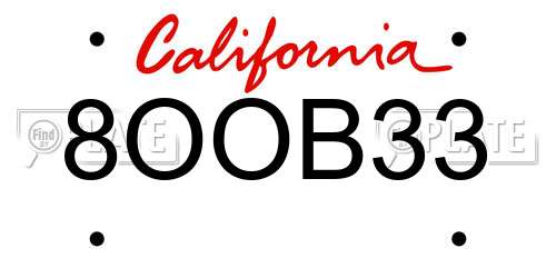 8OOB33 California License Plate