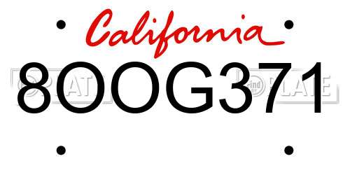 8OOG371 California License Plate