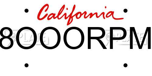 8OOORPM California License Plate
