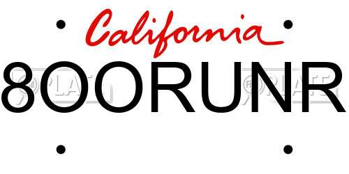 8OORUNR California License Plate