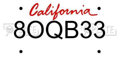 8OQB33 California License Plate
