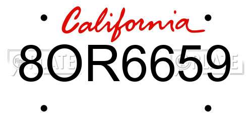 8OR6659 California License Plate