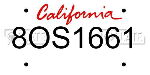 8OS1661 California License Plate
