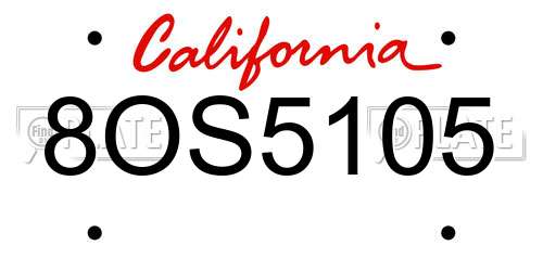 8OS5105 California License Plate