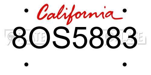 8OS5883 California License Plate