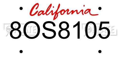 8OS8105 California License Plate