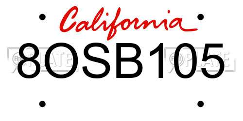 8OSB105 California License Plate