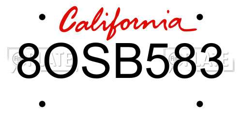8OSB583 California License Plate