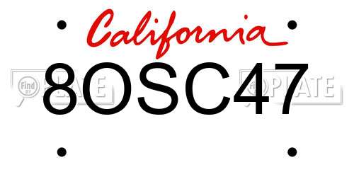 8OSC47 California License Plate