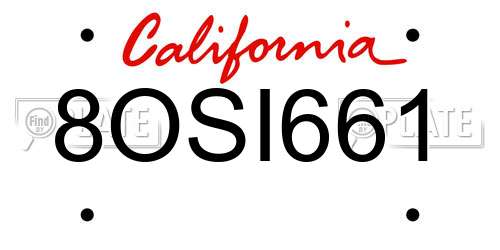 8OSI661 California License Plate