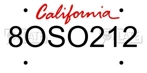 8OSO212 California License Plate